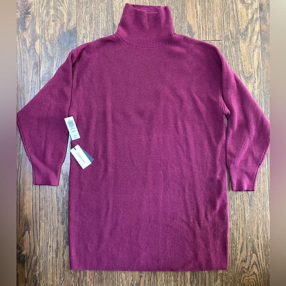 NWT Aritzia Babaton Maclean 100% Wool Turtleneck Sweater Dress in Grapevine XS